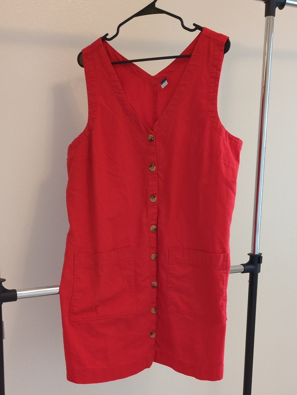 Old Navy Red Button-Front Sleeveless Dress